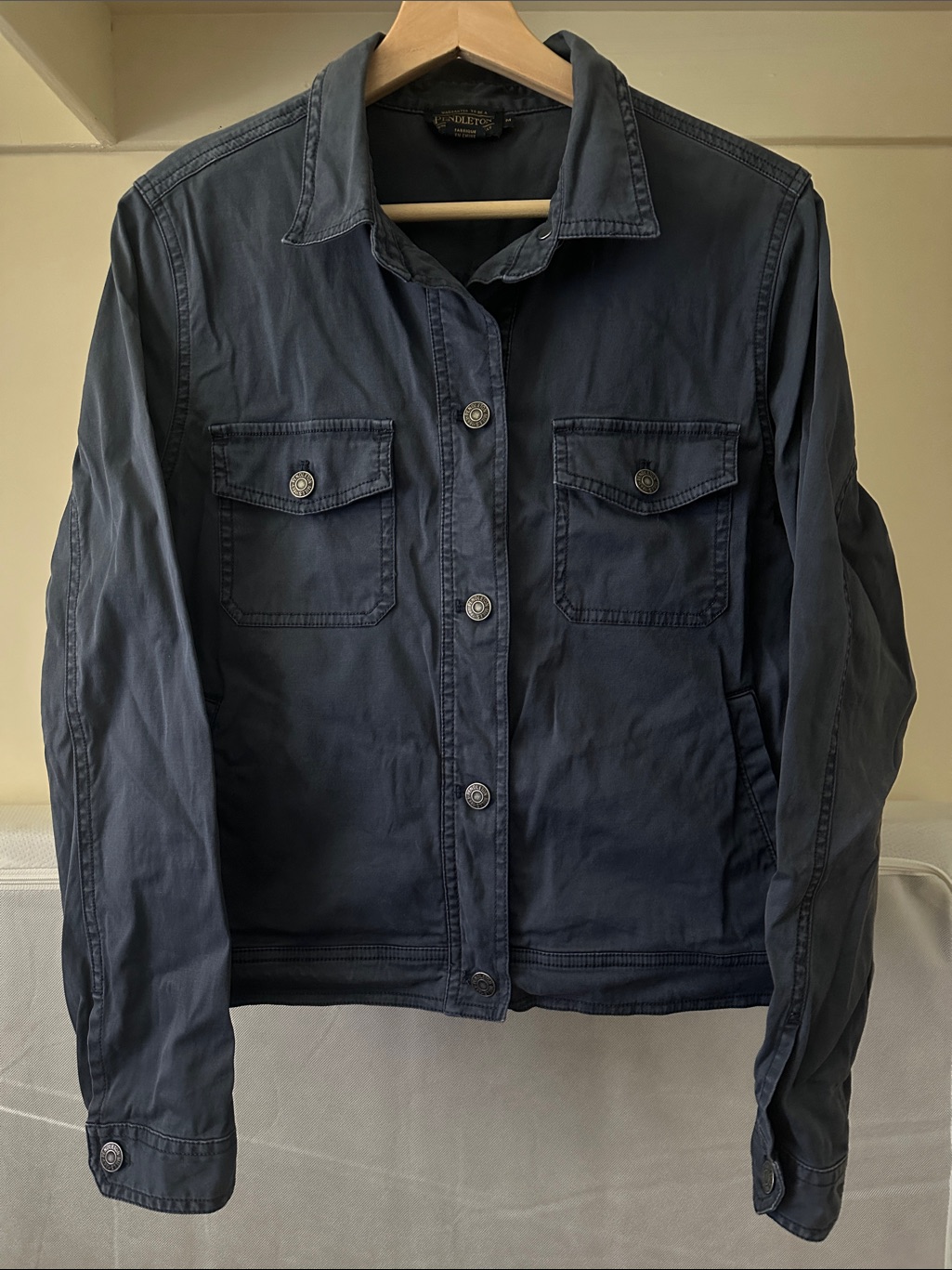 Vintage Pendleton Boxy Relaxed Fit Cropped Cargo Denim Style Shacket Jacket